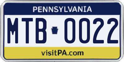 PA license plate MTB0022