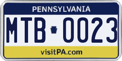 PA license plate MTB0023