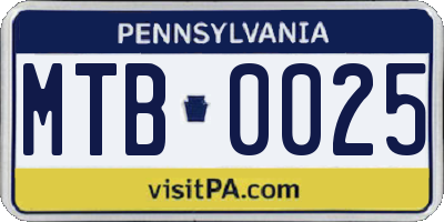 PA license plate MTB0025