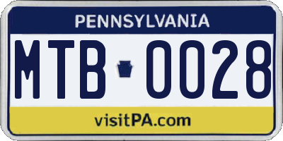 PA license plate MTB0028