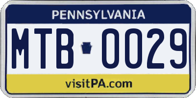 PA license plate MTB0029