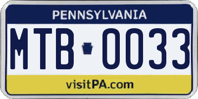 PA license plate MTB0033