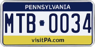 PA license plate MTB0034