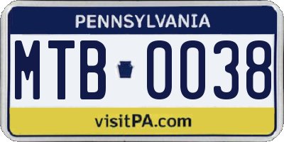 PA license plate MTB0038