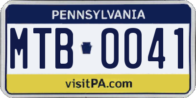 PA license plate MTB0041