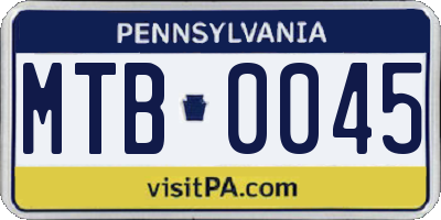 PA license plate MTB0045