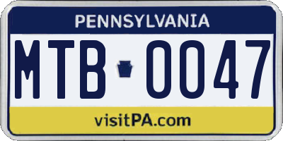 PA license plate MTB0047
