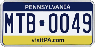 PA license plate MTB0049