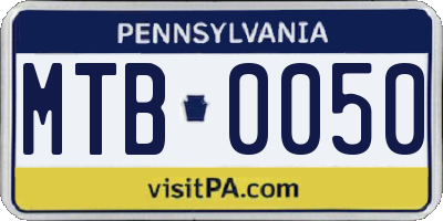 PA license plate MTB0050