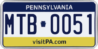 PA license plate MTB0051