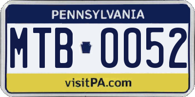 PA license plate MTB0052