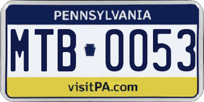 PA license plate MTB0053