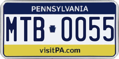 PA license plate MTB0055