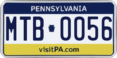 PA license plate MTB0056