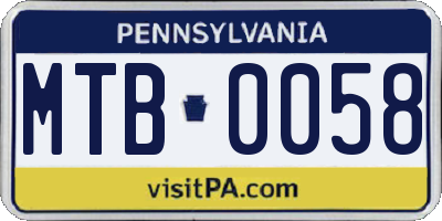 PA license plate MTB0058
