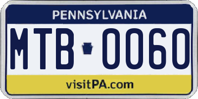 PA license plate MTB0060