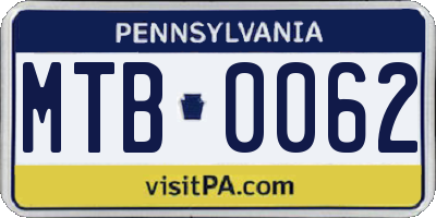 PA license plate MTB0062