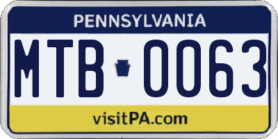 PA license plate MTB0063