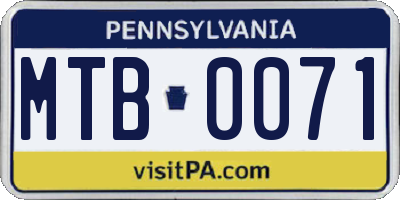 PA license plate MTB0071