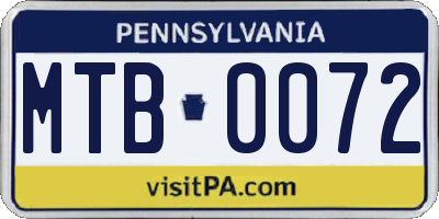 PA license plate MTB0072