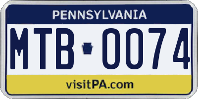 PA license plate MTB0074