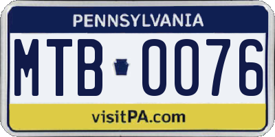 PA license plate MTB0076