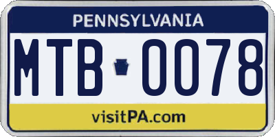 PA license plate MTB0078