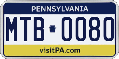 PA license plate MTB0080