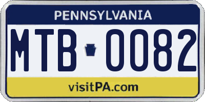 PA license plate MTB0082
