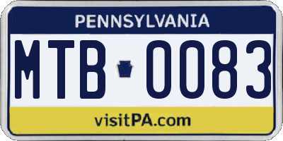 PA license plate MTB0083