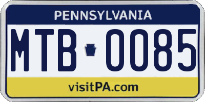 PA license plate MTB0085