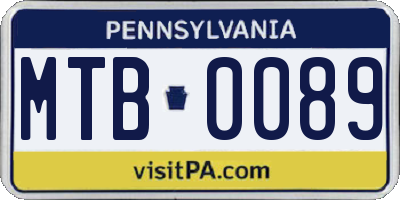 PA license plate MTB0089