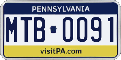 PA license plate MTB0091