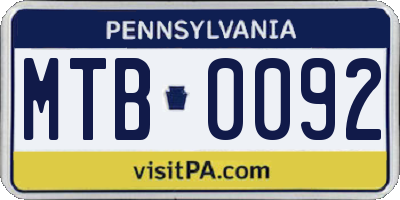 PA license plate MTB0092