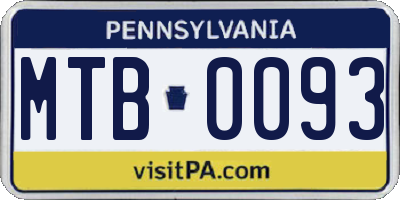 PA license plate MTB0093