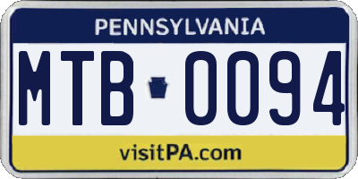 PA license plate MTB0094