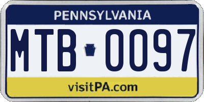 PA license plate MTB0097