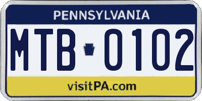 PA license plate MTB0102