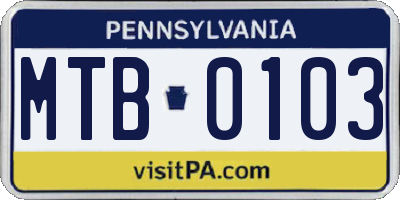 PA license plate MTB0103