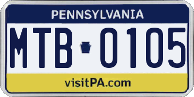 PA license plate MTB0105