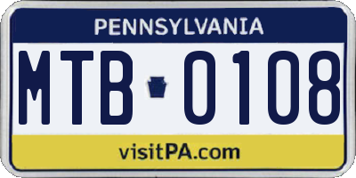 PA license plate MTB0108