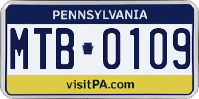 PA license plate MTB0109