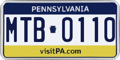 PA license plate MTB0110