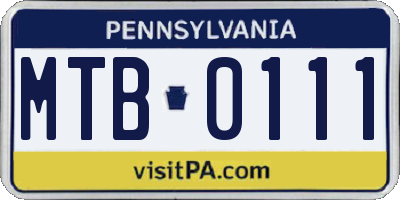 PA license plate MTB0111