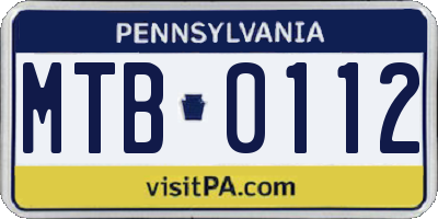 PA license plate MTB0112