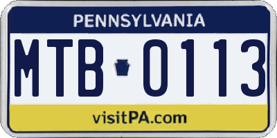 PA license plate MTB0113