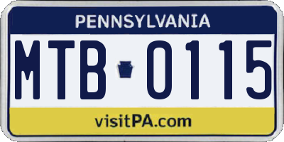 PA license plate MTB0115