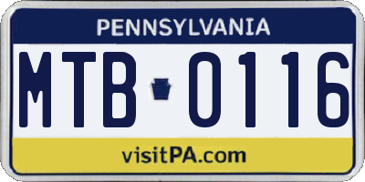PA license plate MTB0116