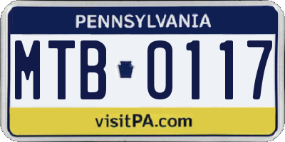 PA license plate MTB0117