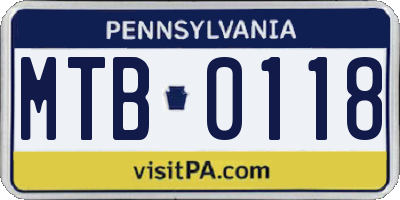 PA license plate MTB0118